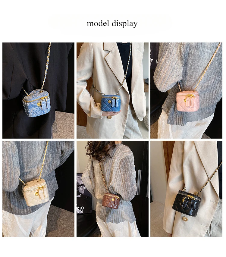 Lingge Chain Mini Shoulder Bag Women's Chain Handbag Retro Commuting Decoration Lipstick Crossbody Bag Dinner Bag Purse