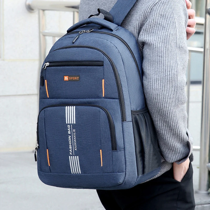 Breathable Padded Men Laptop Rucksack Large Capacity Oxford Backpack Multi‑compartment For School Business Travel Use
