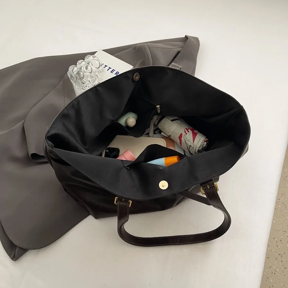 Vintage Oil-Waxed Pu Leather Tote Shoulder Bag Large Capacity with Decorative Belt for Work Travel 16-inch Laptop A4 Documents