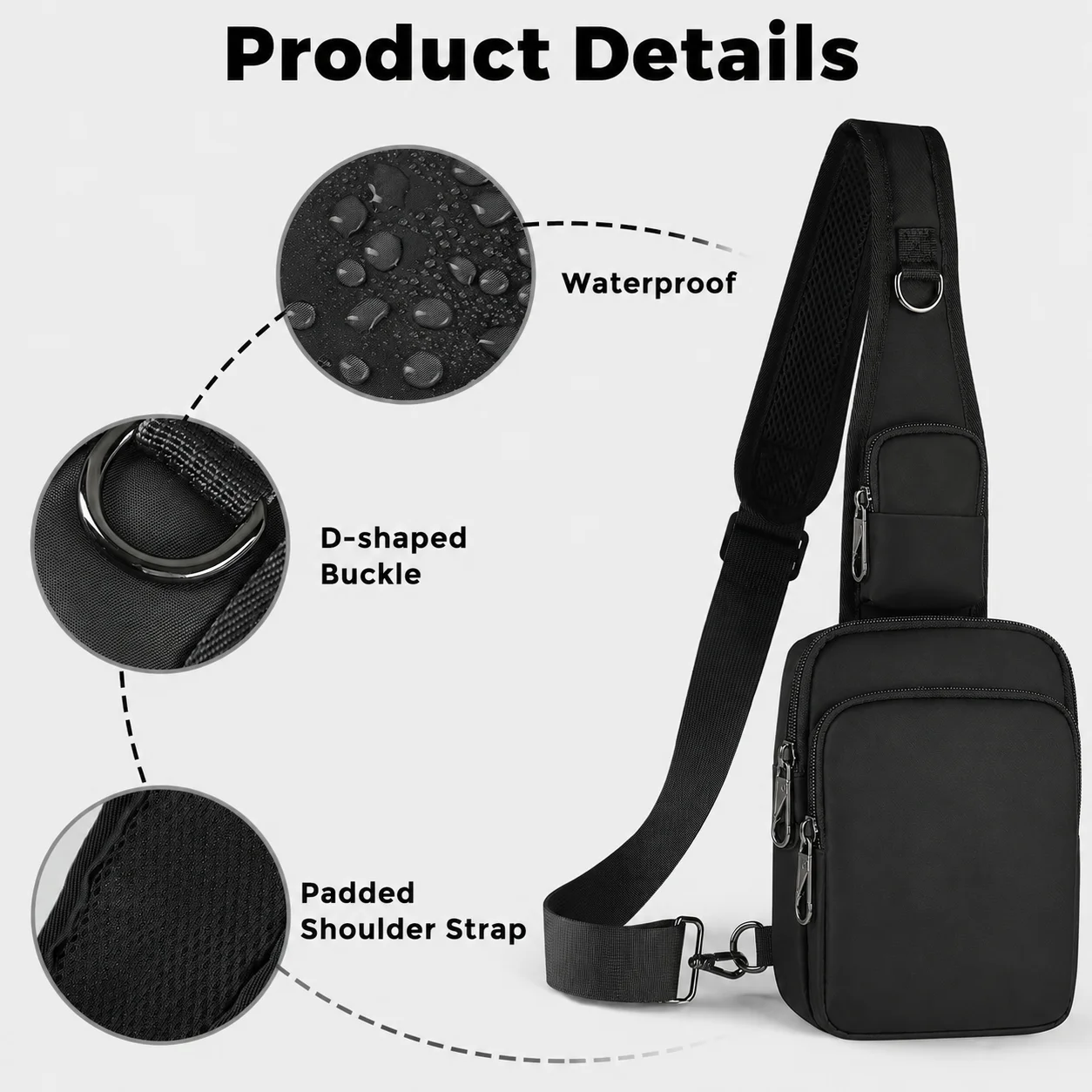 Fashionable Casual RFID Anti-Theft Sling Bag for Men's, Street Sports Chest Bag Simple Lightweight Shoulder Bag for Commuting