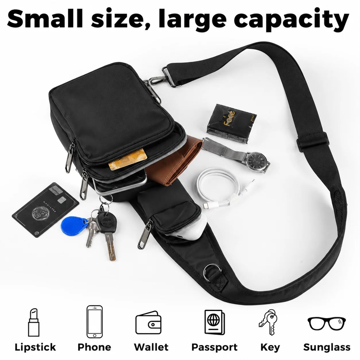 Fashionable Casual RFID Anti-Theft Sling Bag for Men's, Street Sports Chest Bag Simple Lightweight Shoulder Bag for Commuting