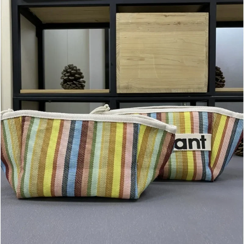 2026 Summer Storage Small Bag Canvas Bag Zipper Makeup Bag Handheld Cloth Bag Women's Bag