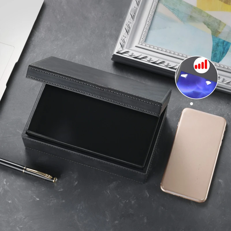Phone Signal Blocking Box Faraday Box for Car Keys Pu Leather Anti Theft Rfid Rf Radiation-Proof Safe Car Key Fob Protector Box