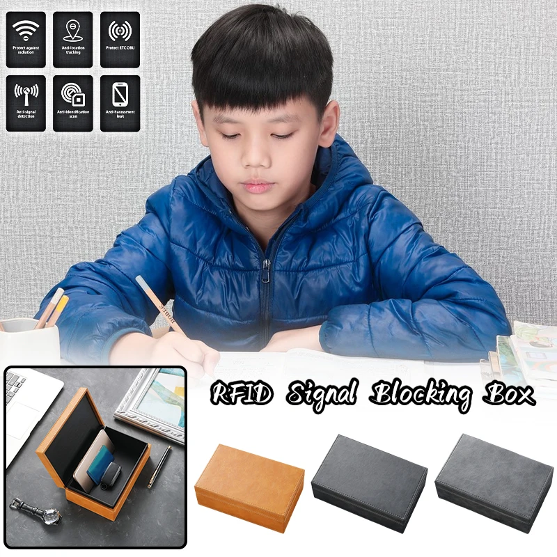 Phone Signal Blocking Box Faraday Box for Car Keys Pu Leather Anti Theft Rfid Rf Radiation-Proof Safe Car Key Fob Protector Box
