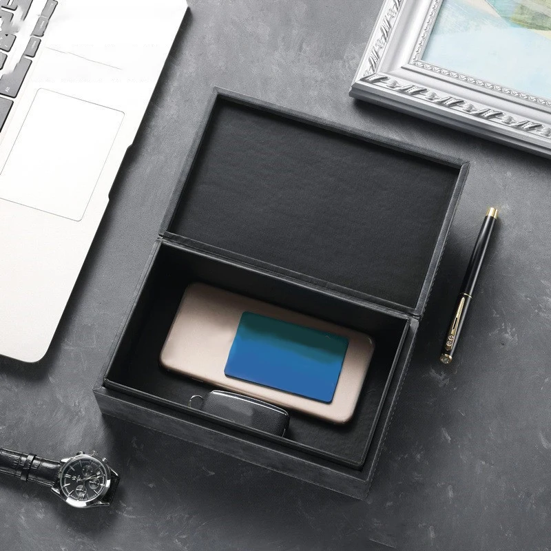 Phone Signal Blocking Box Faraday Box for Car Keys Pu Leather Anti Theft Rfid Rf Radiation-Proof Safe Car Key Fob Protector Box