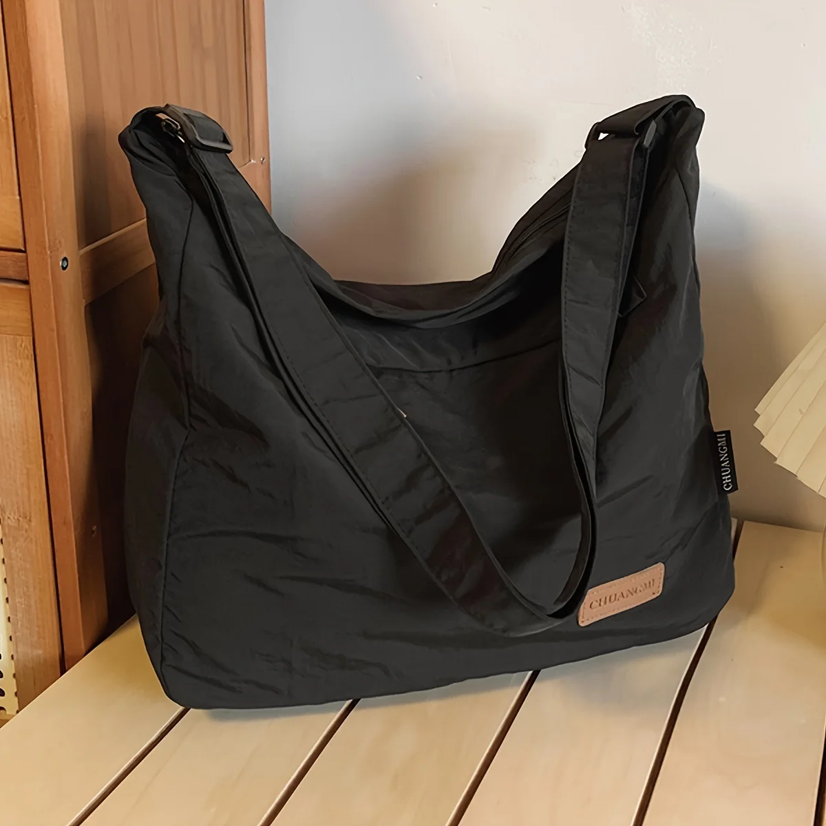 Nylon Handbag Shoulder Bag, Soft Hobo Crossbody Bag Ins Solid Color Messenger Bags for Women Daily Work Shopping Travel Outdoor