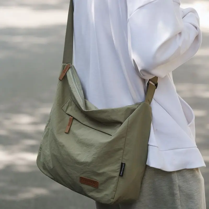Nylon Handbag Shoulder Bag, Soft Hobo Crossbody Bag Ins Solid Color Messenger Bags for Women Daily Work Shopping Travel Outdoor