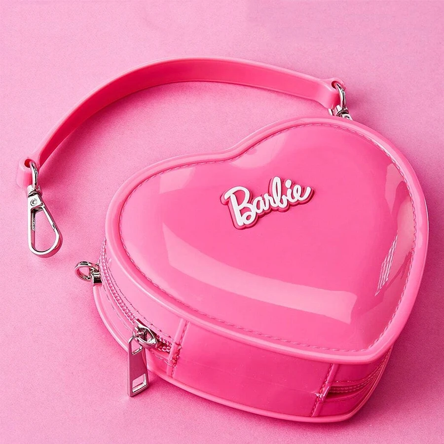 Barbie Jelly Bag Cute Heart Shape Mini Handbag PVC Kawaii Y2K Style Waterproof Pink Coin Purse Summer Holiday Gift for Girls