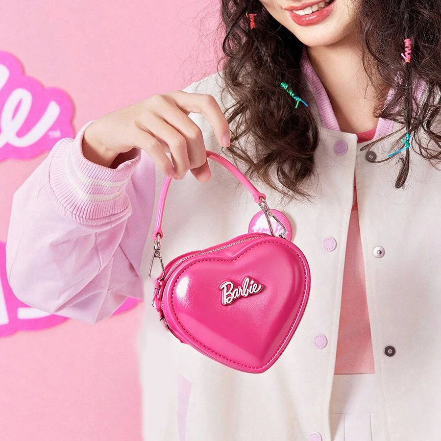 Barbie Jelly Bag Cute Heart Shape Mini Handbag PVC Kawaii Y2K Style Waterproof Pink Coin Purse Summer Holiday Gift for Girls