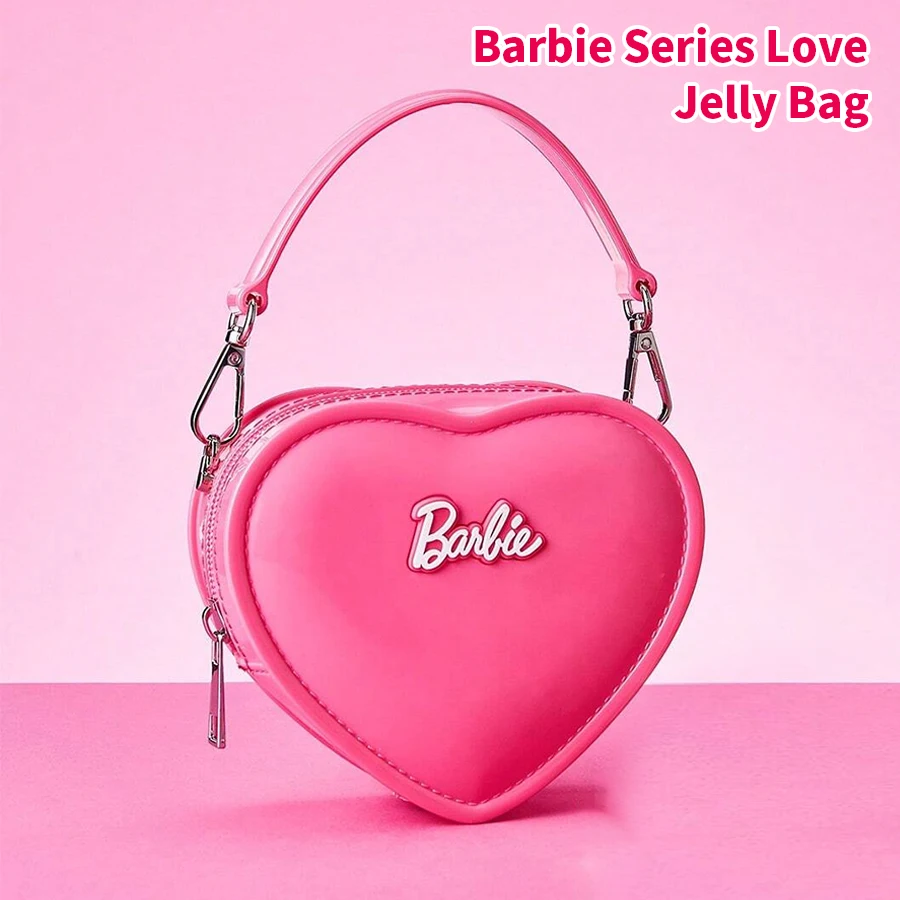 Barbie Jelly Bag Cute Heart Shape Mini Handbag PVC Kawaii Y2K Style Waterproof Pink Coin Purse Summer Holiday Gift for Girls