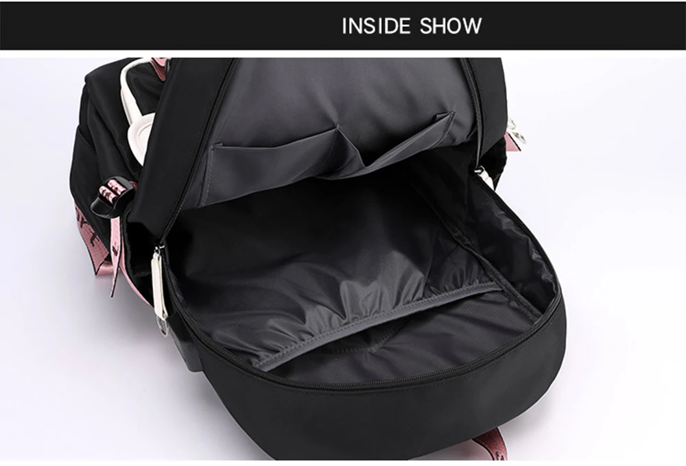 Teenager School Backpack for Students Daily Bagpack Backpacks for Girl Black Cat Cartoon School Bag with Pen Lunch Bags 3pcs/set