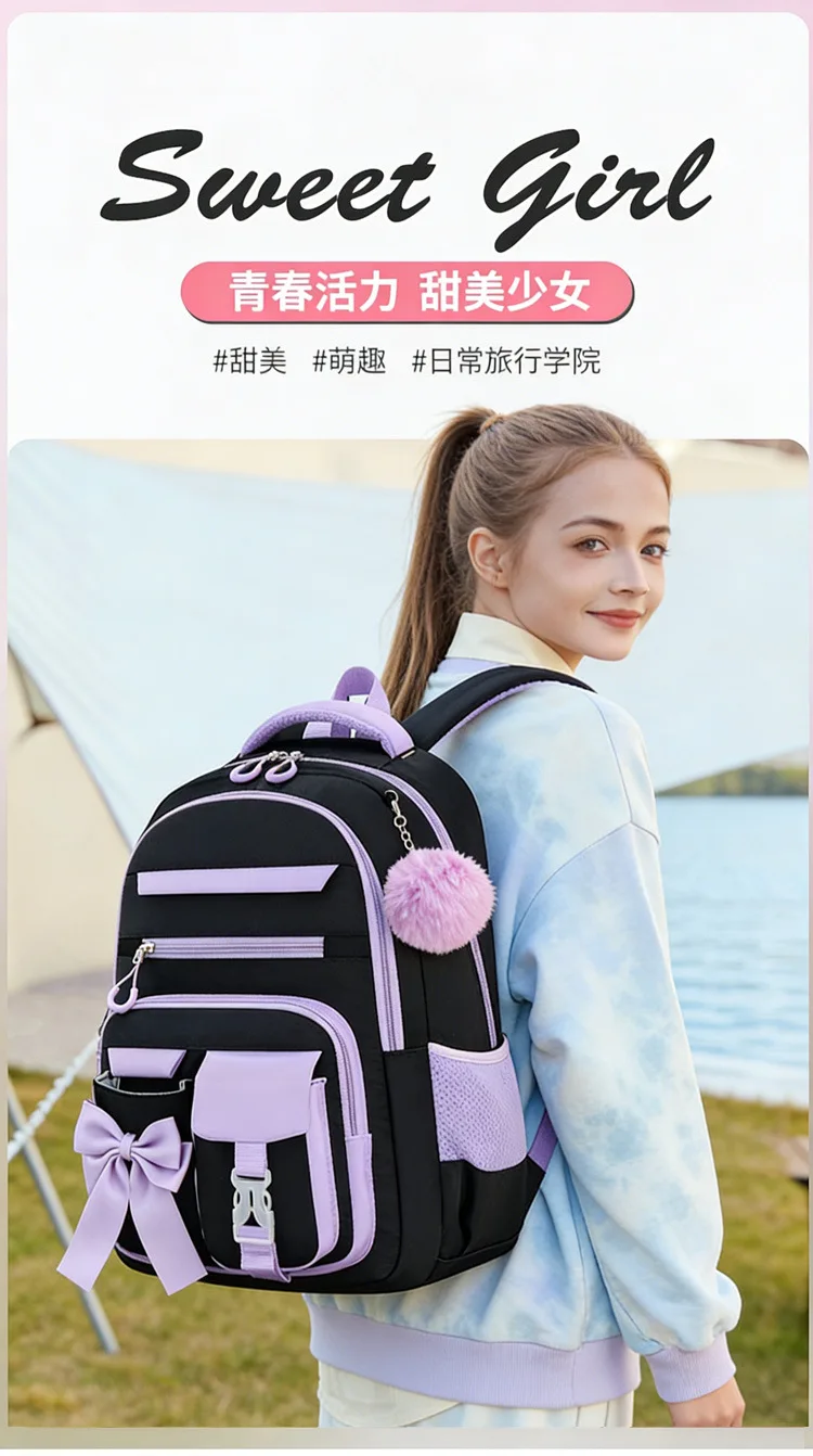 Cute Student Backpack 3pcs/set Primary Schoolbag Rabbits and Quicksand Kawaii Student Backpack Teenage Girls Handbag Rucksack