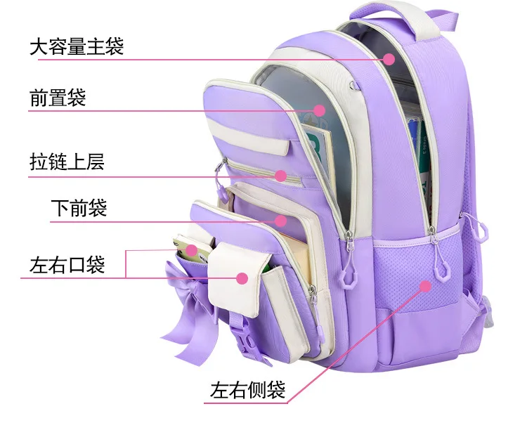 Cute Student Backpack 3pcs/set Primary Schoolbag Rabbits and Quicksand Kawaii Student Backpack Teenage Girls Handbag Rucksack