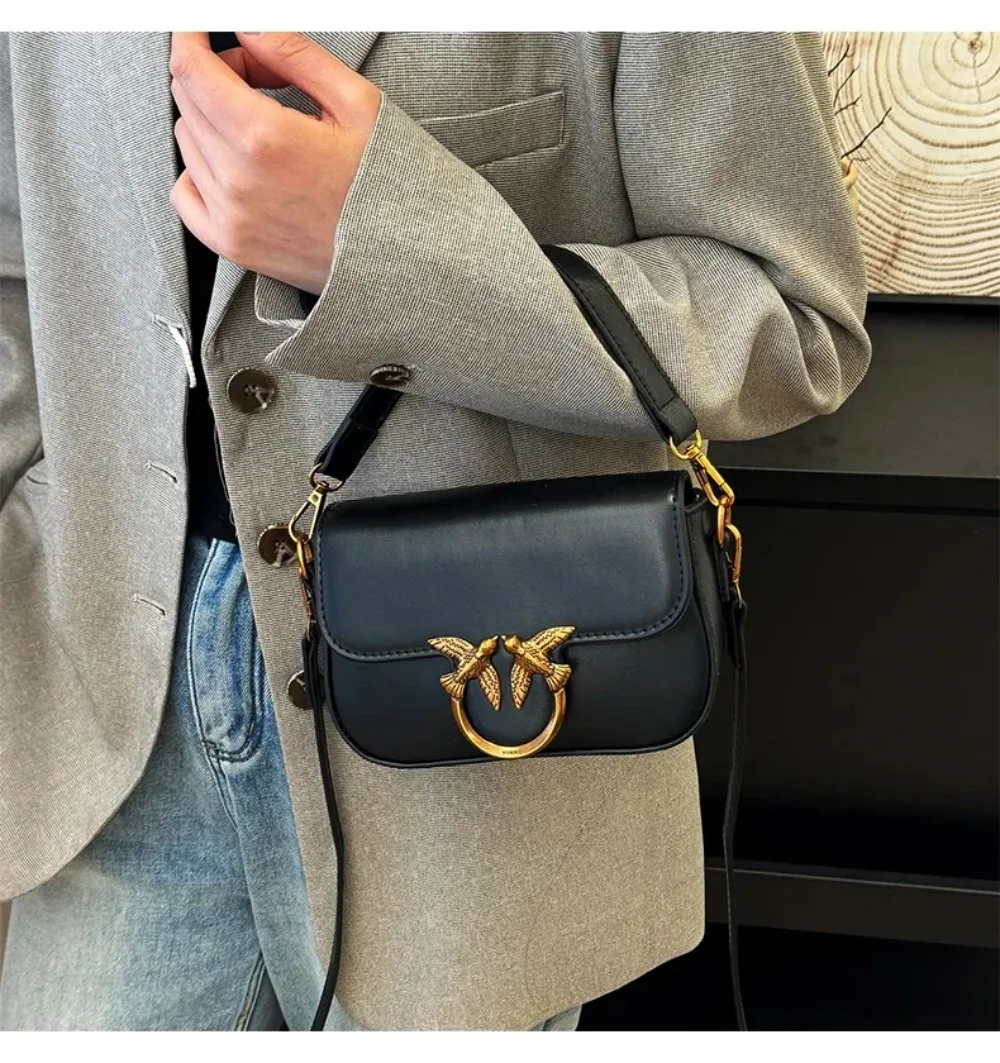 High-end Crossbody Handbag Leather Tote Bags Trendy Design Commuter Popular Classic Elegant Fashionable Bag with Avian Button
