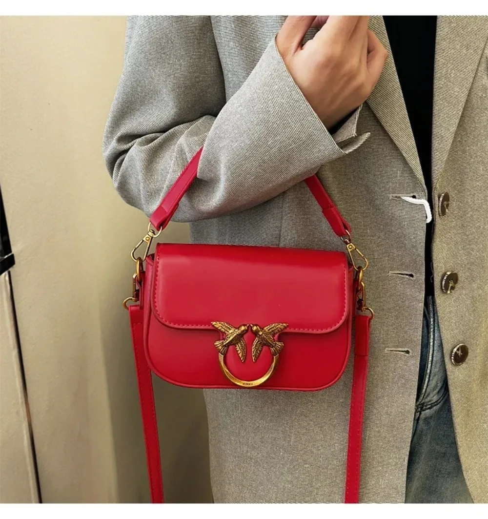 High-end Crossbody Handbag Leather Tote Bags Trendy Design Commuter Popular Classic Elegant Fashionable Bag with Avian Button