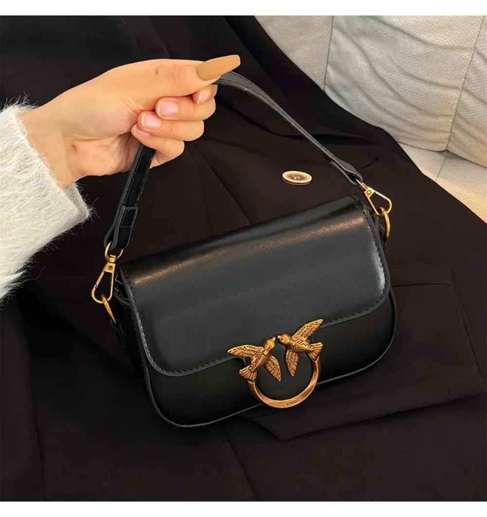 High-end Crossbody Handbag Leather Tote Bags Trendy Design Commuter Popular Classic Elegant Fashionable Bag with Avian Button