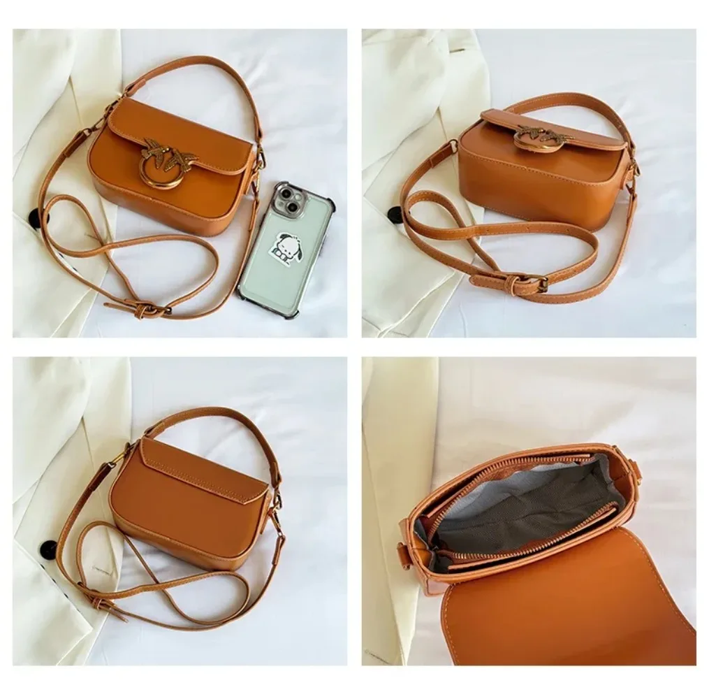 High-end Crossbody Handbag Leather Tote Bags Trendy Design Commuter Popular Classic Elegant Fashionable Bag with Avian Button