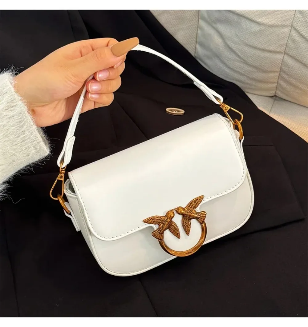 High-end Crossbody Handbag Leather Tote Bags Trendy Design Commuter Popular Classic Elegant Fashionable Bag with Avian Button