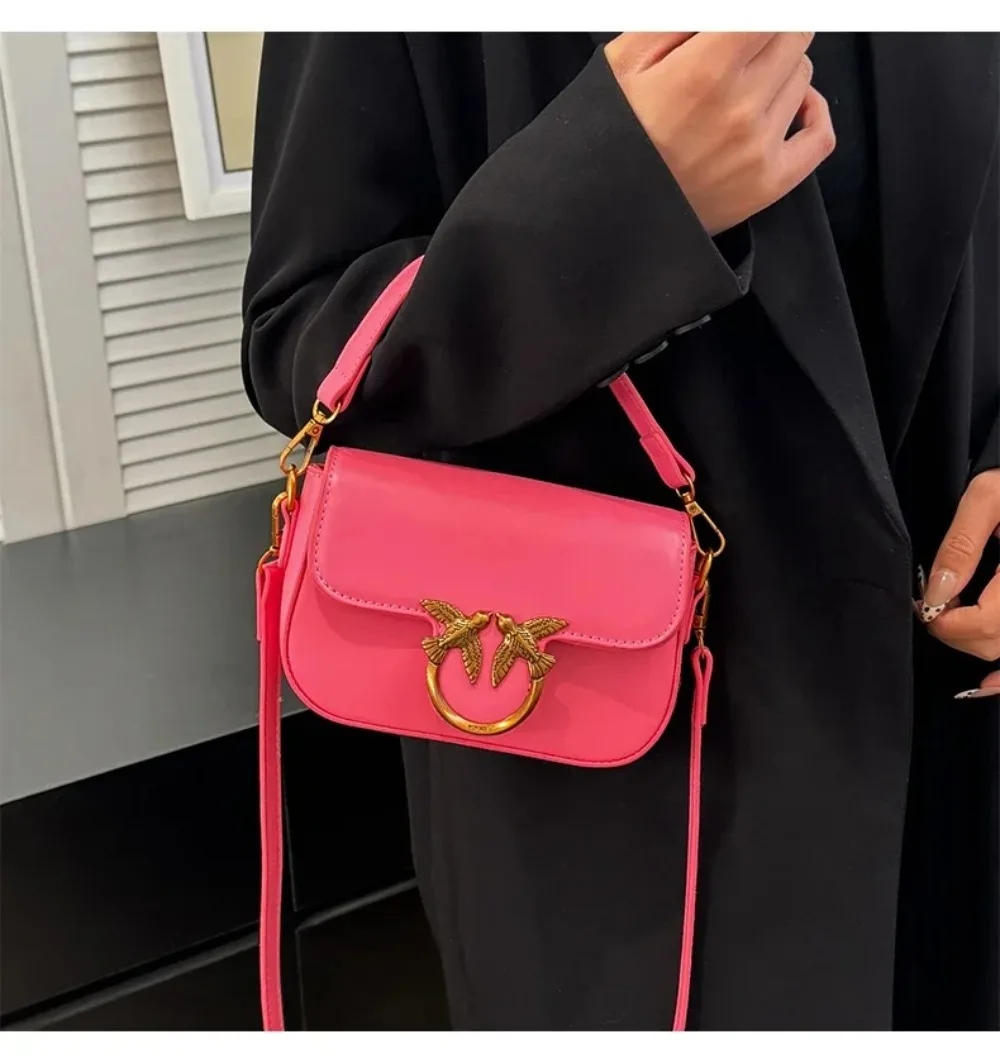 High-end Crossbody Handbag Leather Tote Bags Trendy Design Commuter Popular Classic Elegant Fashionable Bag with Avian Button