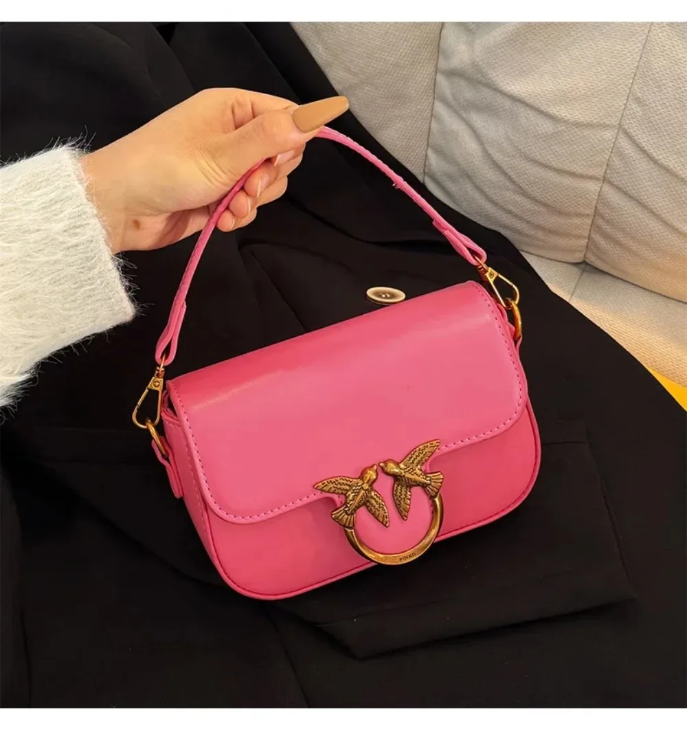 High-end Crossbody Handbag Leather Tote Bags Trendy Design Commuter Popular Classic Elegant Fashionable Bag with Avian Button