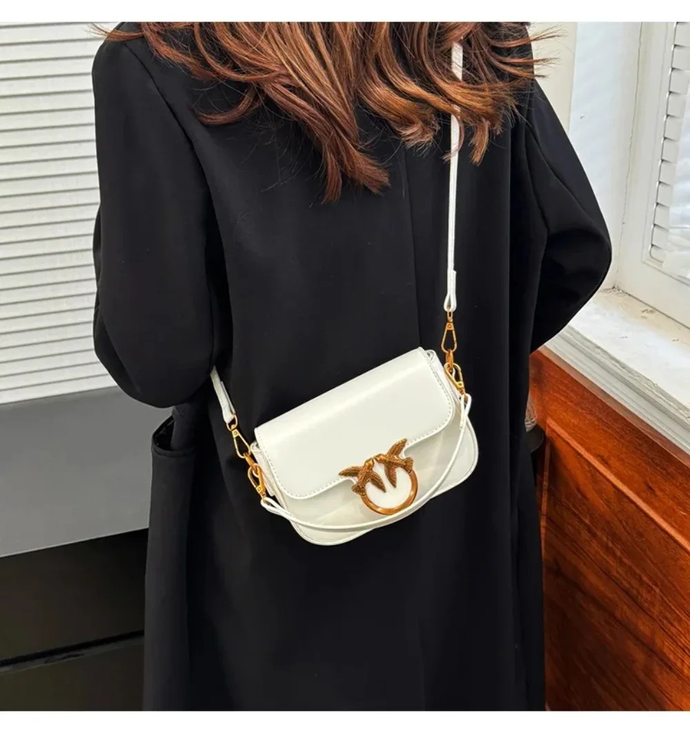 High-end Crossbody Handbag Leather Tote Bags Trendy Design Commuter Popular Classic Elegant Fashionable Bag with Avian Button