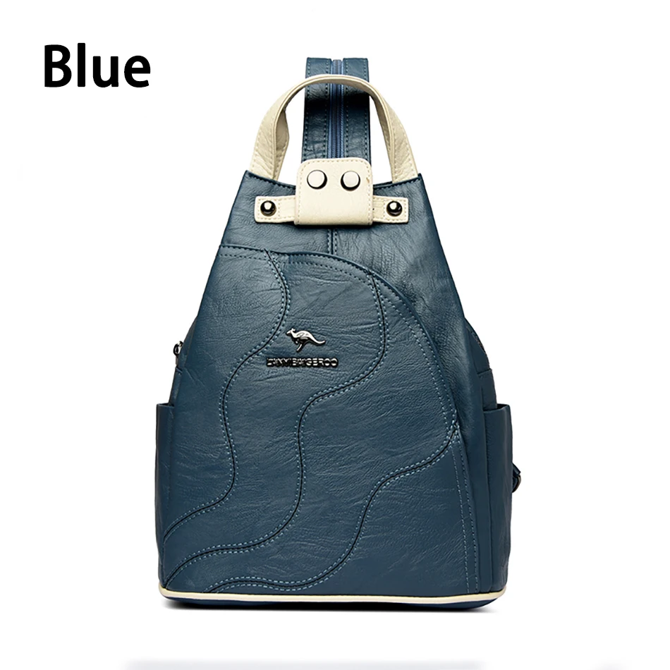 Solid Color Ladies Backpacks Luxury Designer High Quality PU Leather Ladies Anti Theft Backpack Fashion Womens Shoulder Bags Sac