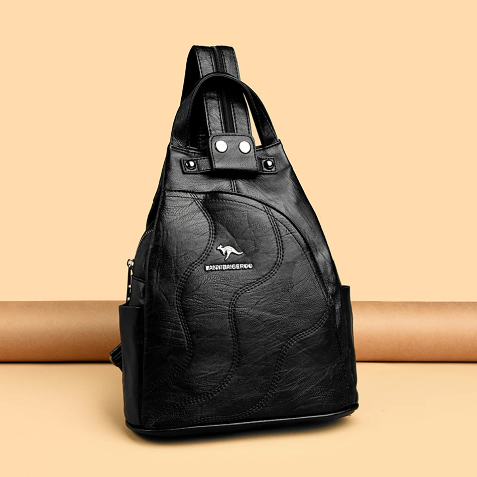 Solid Color Ladies Backpacks Luxury Designer High Quality PU Leather Ladies Anti Theft Backpack Fashion Womens Shoulder Bags Sac