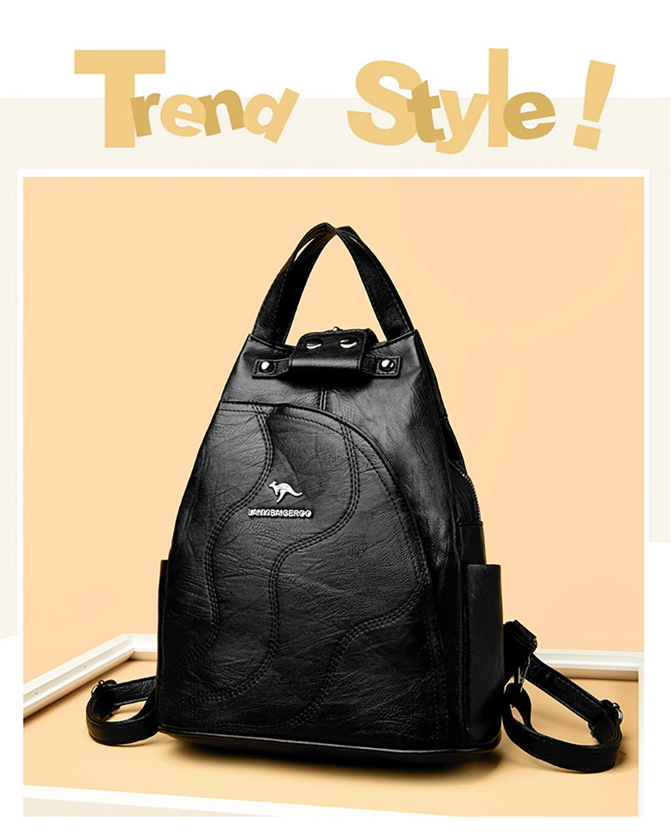 Solid Color Ladies Backpacks Luxury Designer High Quality PU Leather Ladies Anti Theft Backpack Fashion Womens Shoulder Bags Sac