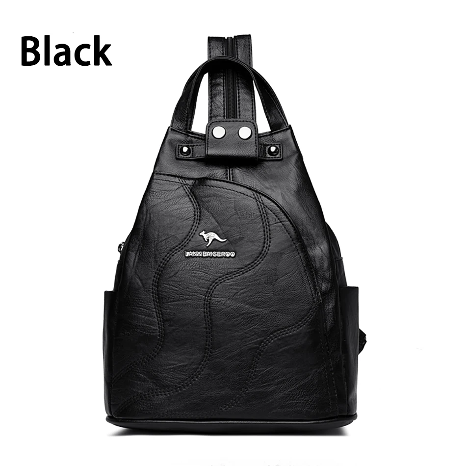 Solid Color Ladies Backpacks Luxury Designer High Quality PU Leather Ladies Anti Theft Backpack Fashion Womens Shoulder Bags Sac