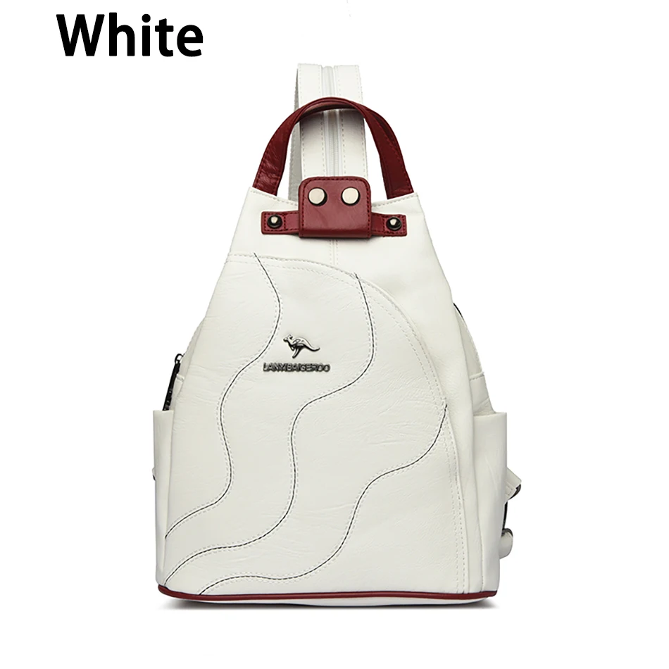 Solid Color Ladies Backpacks Luxury Designer High Quality PU Leather Ladies Anti Theft Backpack Fashion Womens Shoulder Bags Sac