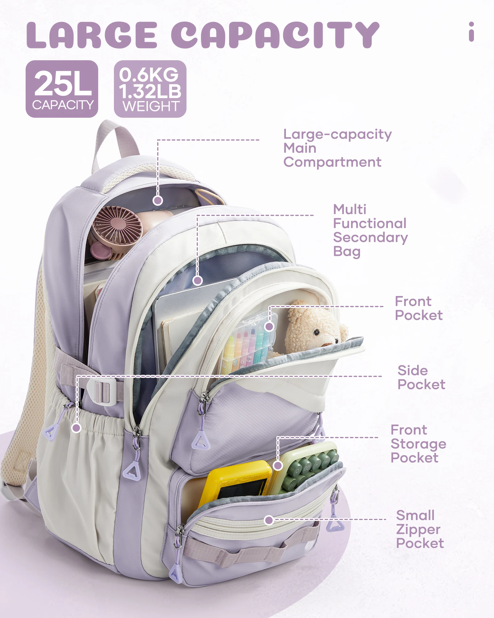School Bag for Girls, School Backpack Teen Cute Travel Backpacks for Girls, School Girls 5th Grade Elementary School Bookbag