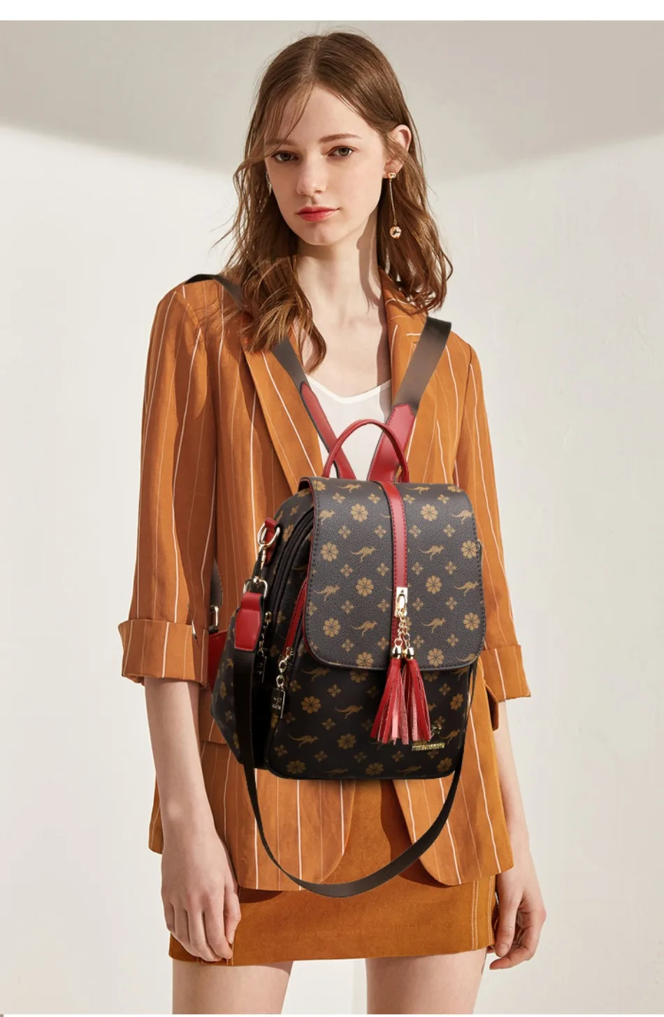 Ladies Backpack Designer High Quality Leather Women Bag Luxury Fashion Printing Tassel School Bags Large Capacity Backpacks Sac