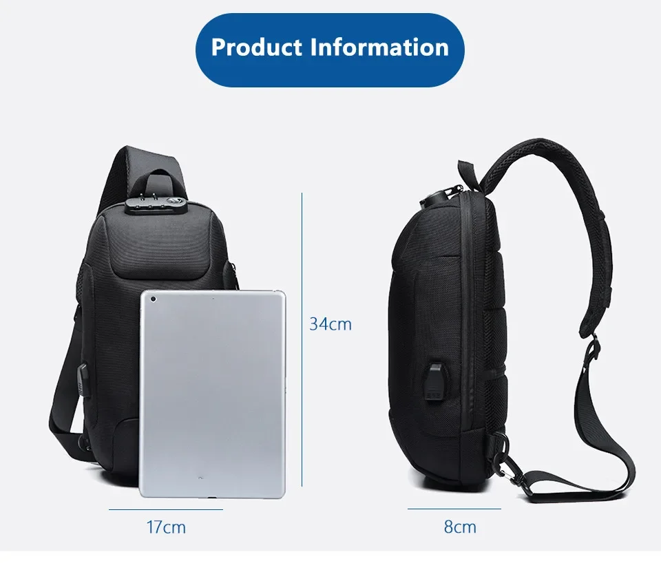 OZUKO 2026 Men's Cross Body Bag Anti-theft Shoulder Messenger Bags Male Waterproof Short Trip Chest Bag Pack