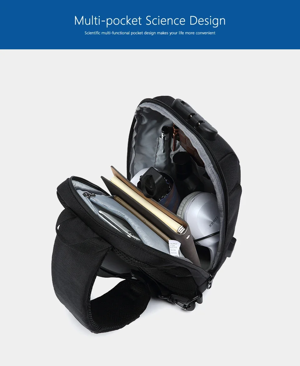OZUKO 2026 Men's Cross Body Bag Anti-theft Shoulder Messenger Bags Male Waterproof Short Trip Chest Bag Pack