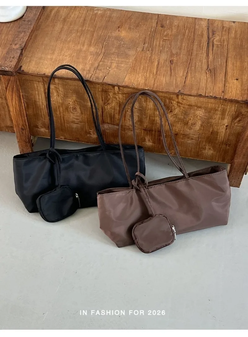 CEEKAY Women's Tote Bag Dark Soft PU Leather Large Shoulder Handbag Drawstring Detail with Mini Pouch Daily Casual Commute Style