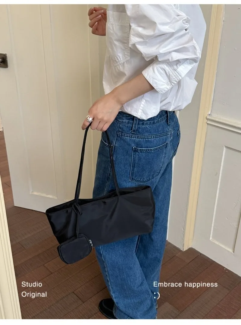 CEEKAY Women's Tote Bag Dark Soft PU Leather Large Shoulder Handbag Drawstring Detail with Mini Pouch Daily Casual Commute Style