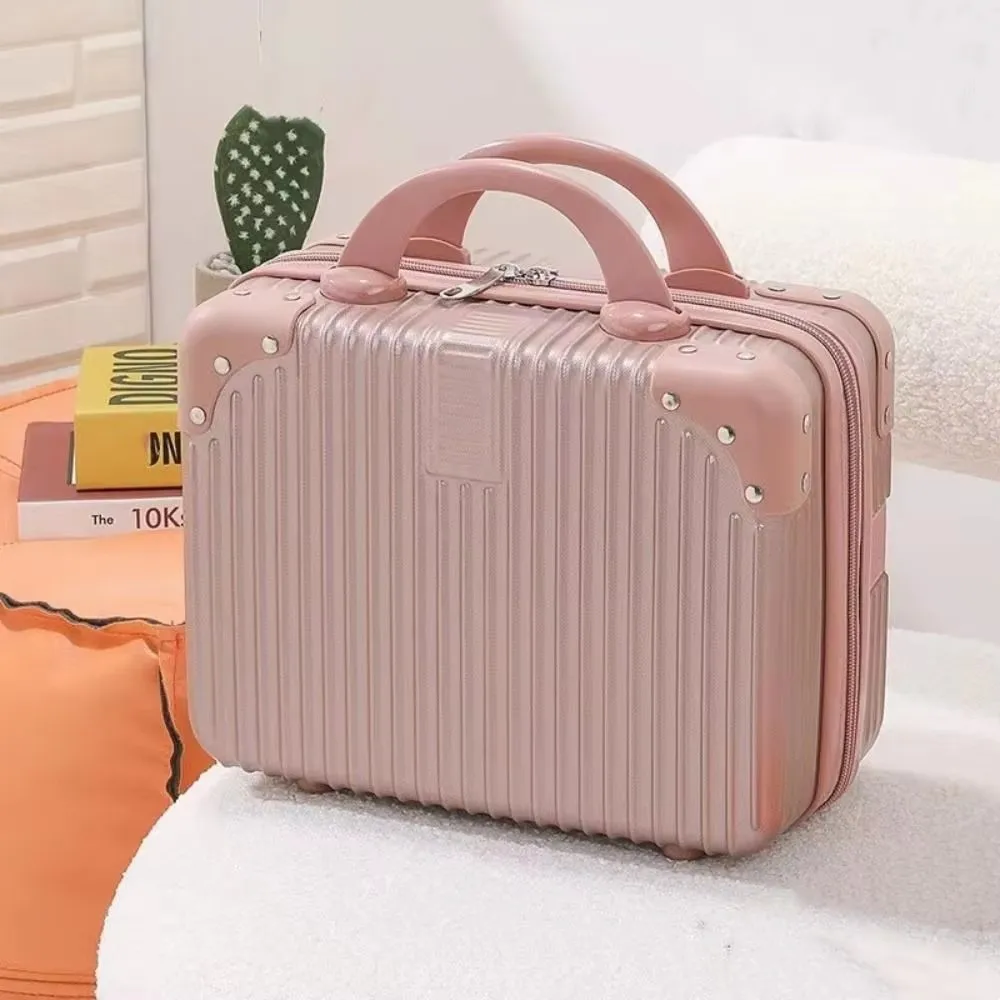 Travel-Friendly 14" Handheld Cosmetic Case with Sturdy Lock, Compact Makeup Storage Organizer