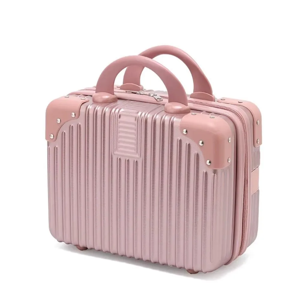 Travel-Friendly 14" Handheld Cosmetic Case with Sturdy Lock, Compact Makeup Storage Organizer