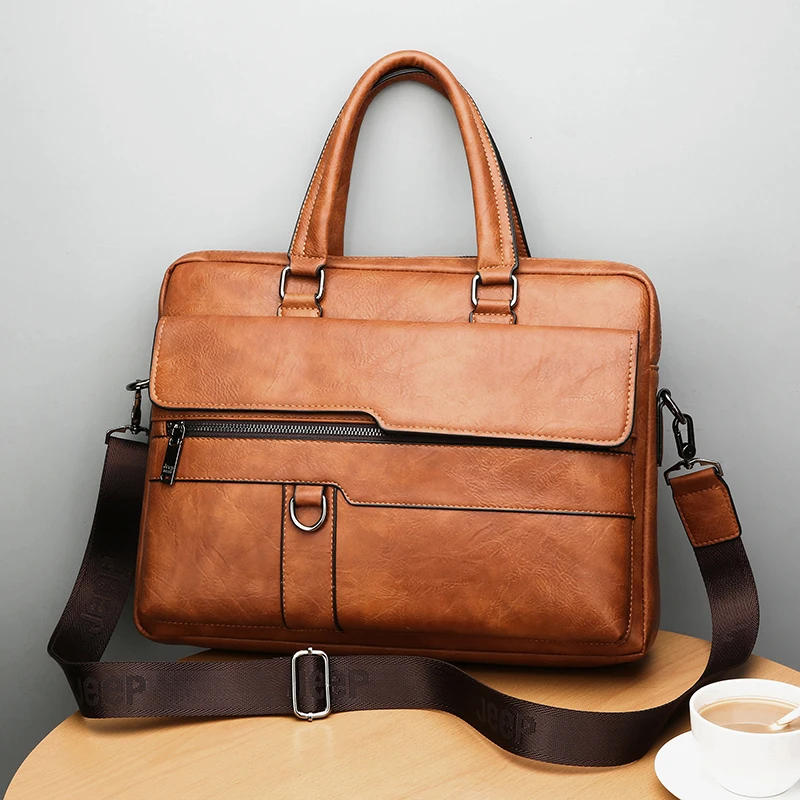 Men's Minimalist Trend Briefcase Large Capacity Office Shoulder Bag Waterproof Business Laptop Handbags Commute Crossbody Bag