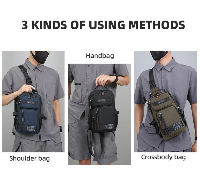 Men's Multifunctional Chest Bag Lightweight Simple Multi-pockets Shoulder Bags Outdoor Sports Hiking Cycling Crossbody Bag