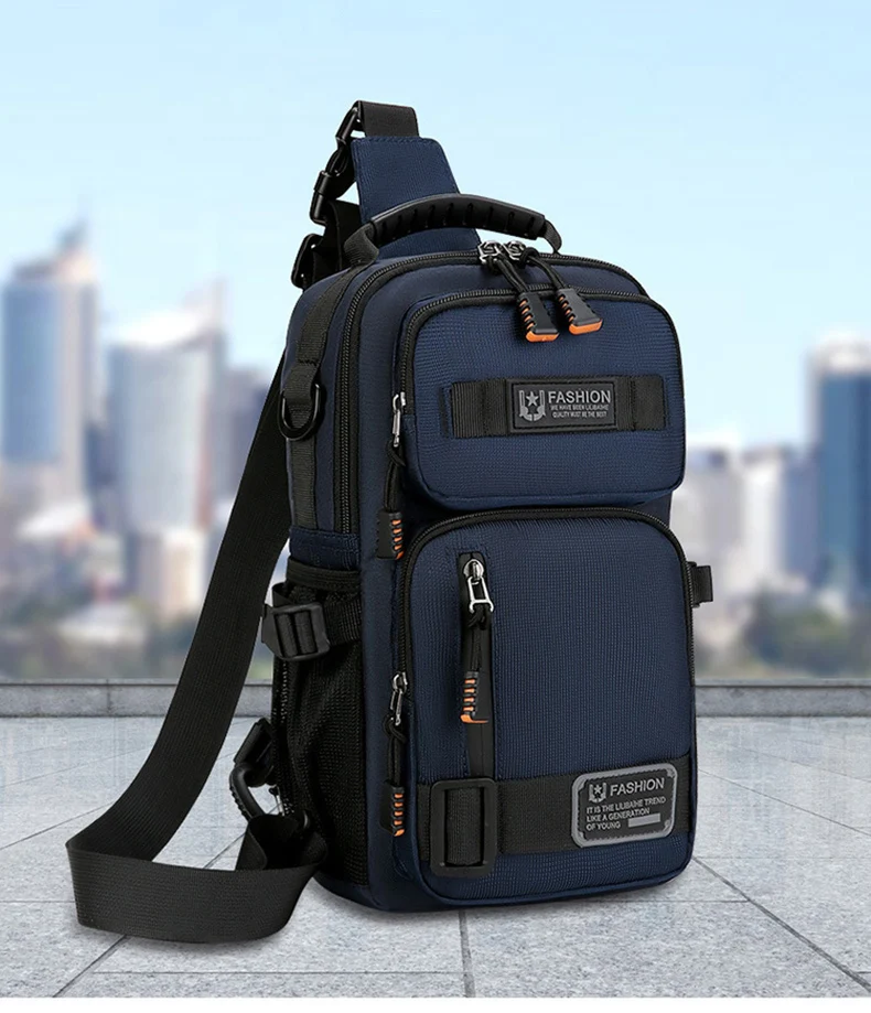 Men's Multifunctional Chest Bag Lightweight Simple Multi-pockets Shoulder Bags Outdoor Sports Hiking Cycling Crossbody Bag