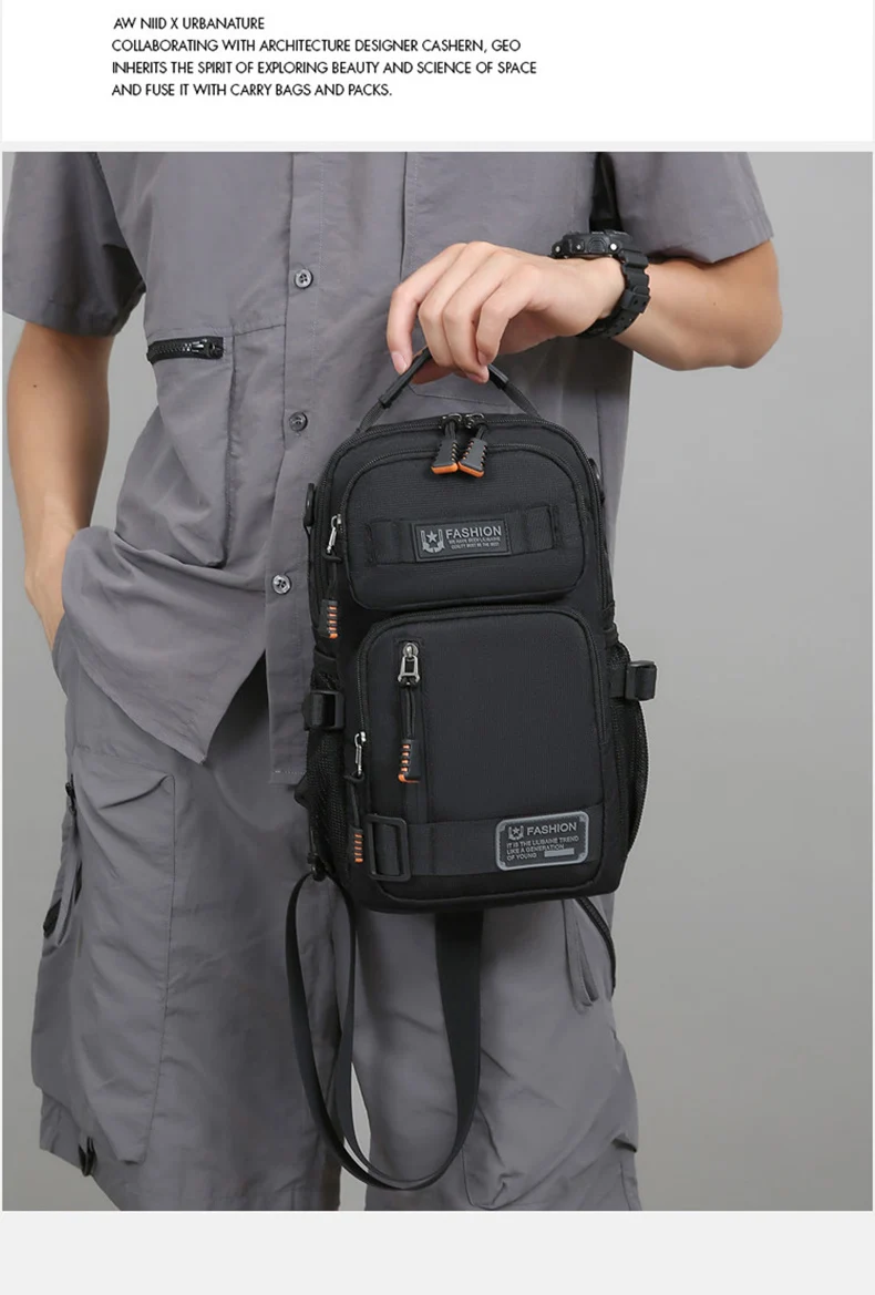 Men's Multifunctional Chest Bag Lightweight Simple Multi-pockets Shoulder Bags Outdoor Sports Hiking Cycling Crossbody Bag