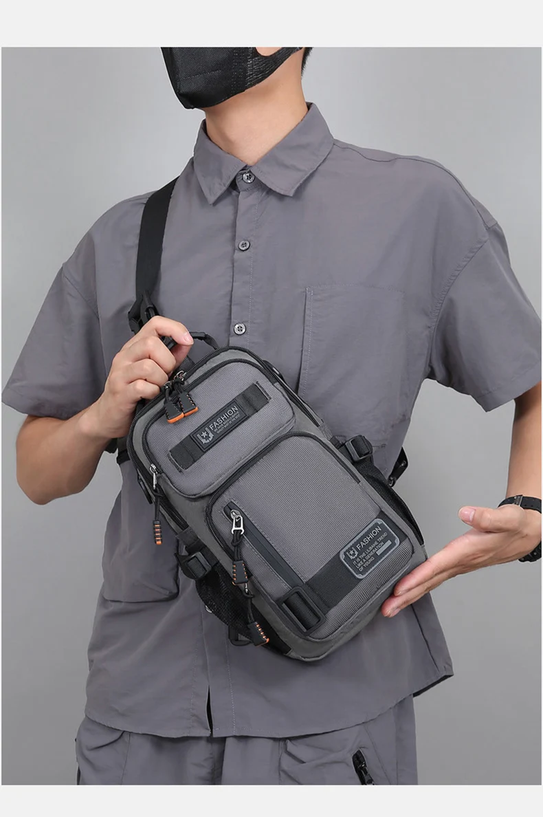 Men's Multifunctional Chest Bag Lightweight Simple Multi-pockets Shoulder Bags Outdoor Sports Hiking Cycling Crossbody Bag