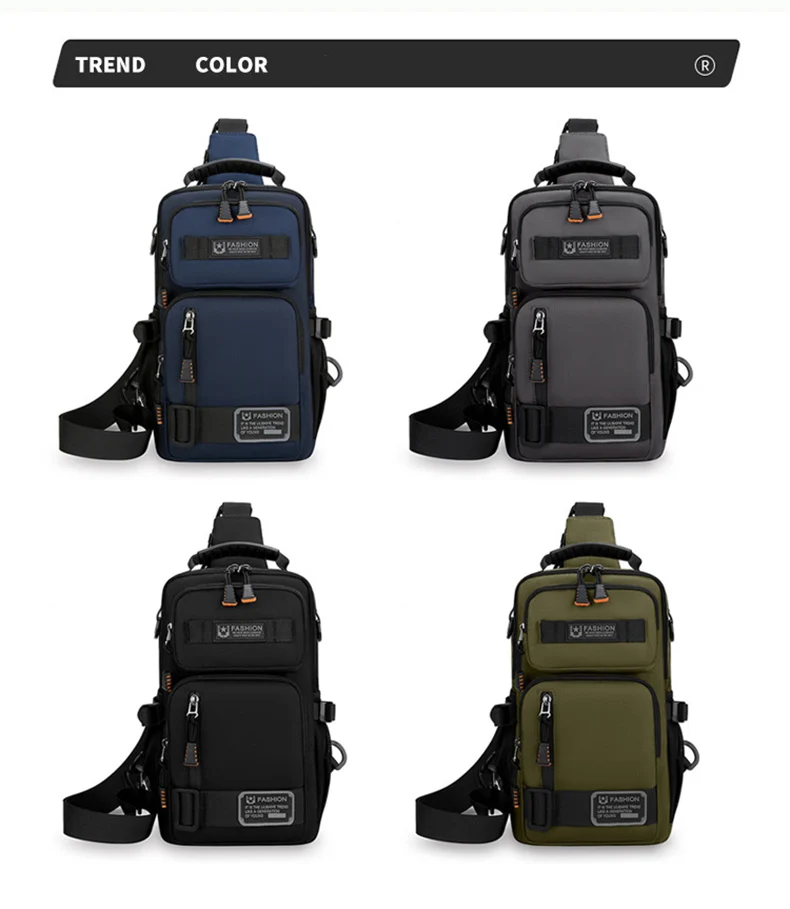 Men's Multifunctional Chest Bag Lightweight Simple Multi-pockets Shoulder Bags Outdoor Sports Hiking Cycling Crossbody Bag