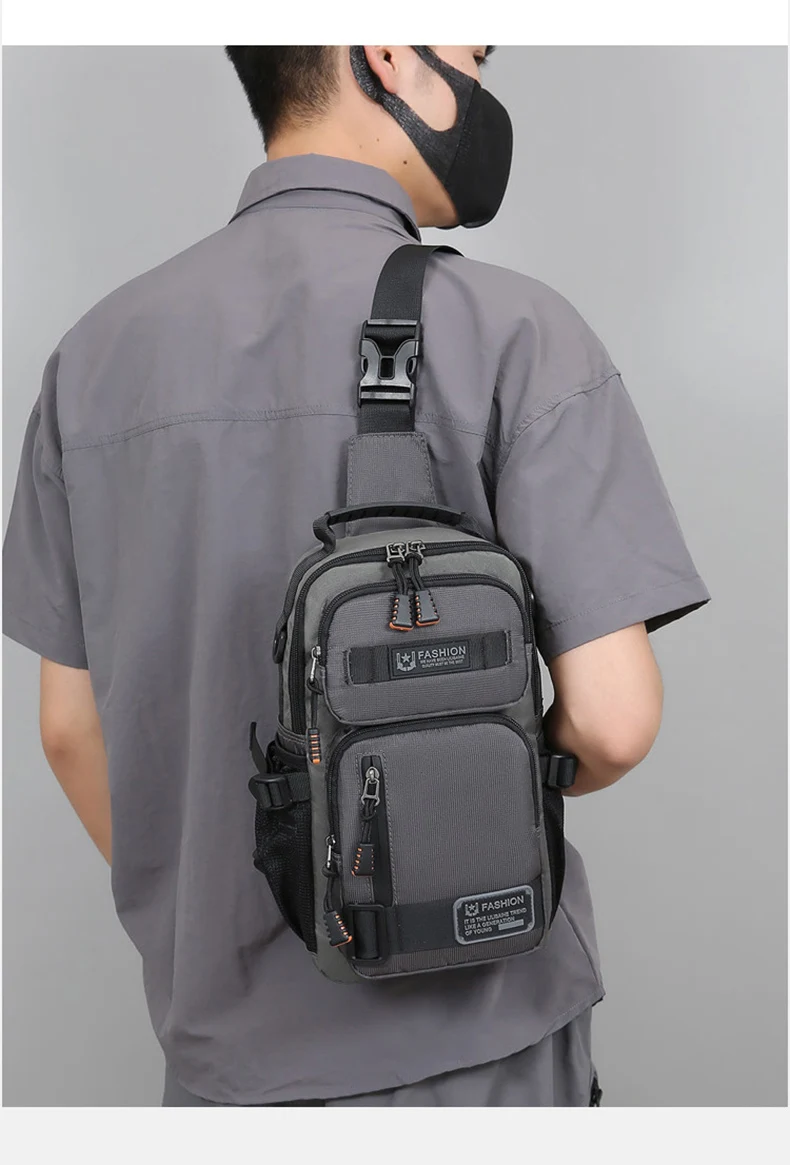 Men's Multifunctional Chest Bag Lightweight Simple Multi-pockets Shoulder Bags Outdoor Sports Hiking Cycling Crossbody Bag