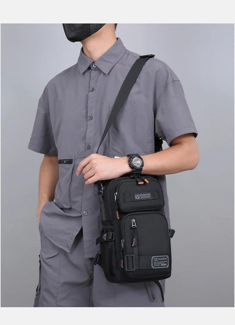 Men's Multifunctional Chest Bag Lightweight Simple Multi-pockets Shoulder Bags Outdoor Sports Hiking Cycling Crossbody Bag