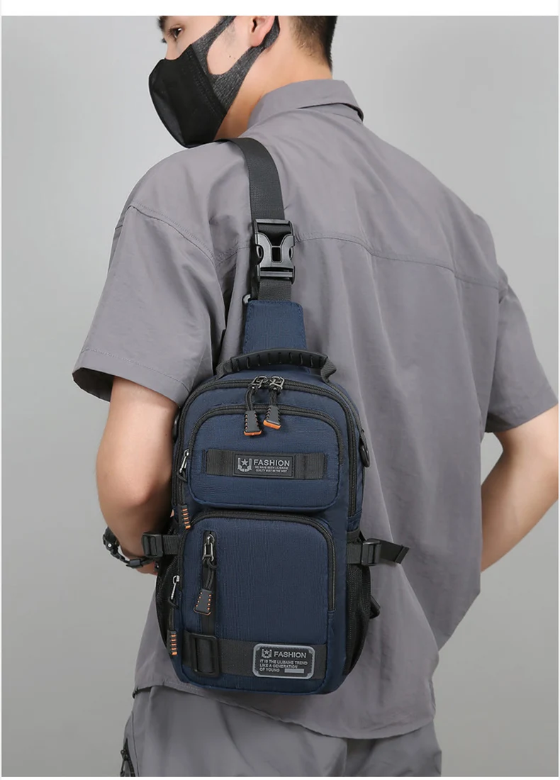 Men's Multifunctional Chest Bag Lightweight Simple Multi-pockets Shoulder Bags Outdoor Sports Hiking Cycling Crossbody Bag