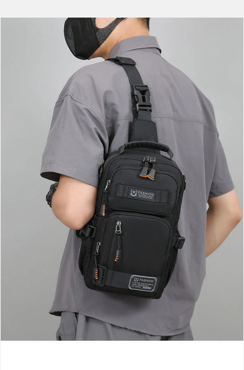 Men's Multifunctional Chest Bag Lightweight Simple Multi-pockets Shoulder Bags Outdoor Sports Hiking Cycling Crossbody Bag