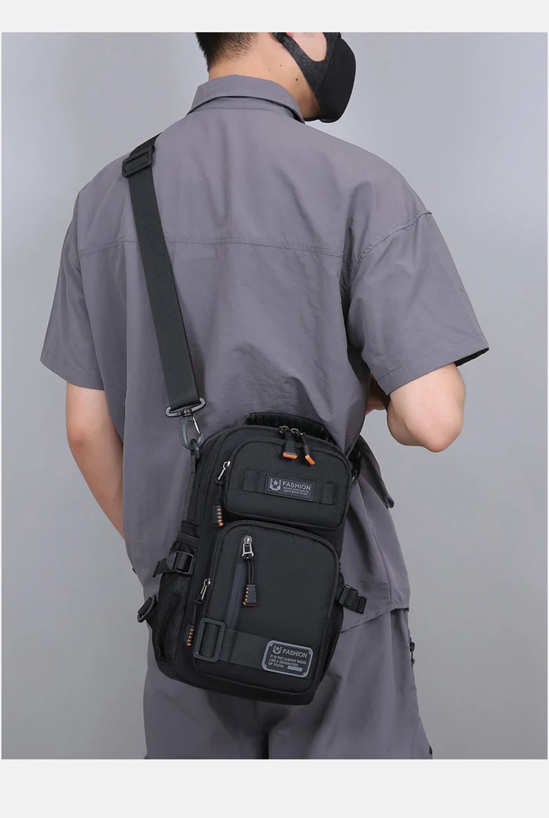 Men's Multifunctional Chest Bag Lightweight Simple Multi-pockets Shoulder Bags Outdoor Sports Hiking Cycling Crossbody Bag