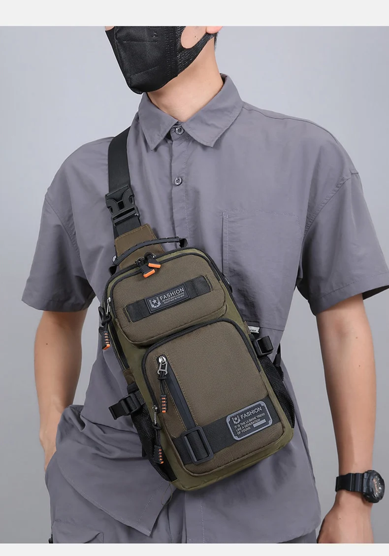 Men's Multifunctional Chest Bag Lightweight Simple Multi-pockets Shoulder Bags Outdoor Sports Hiking Cycling Crossbody Bag
